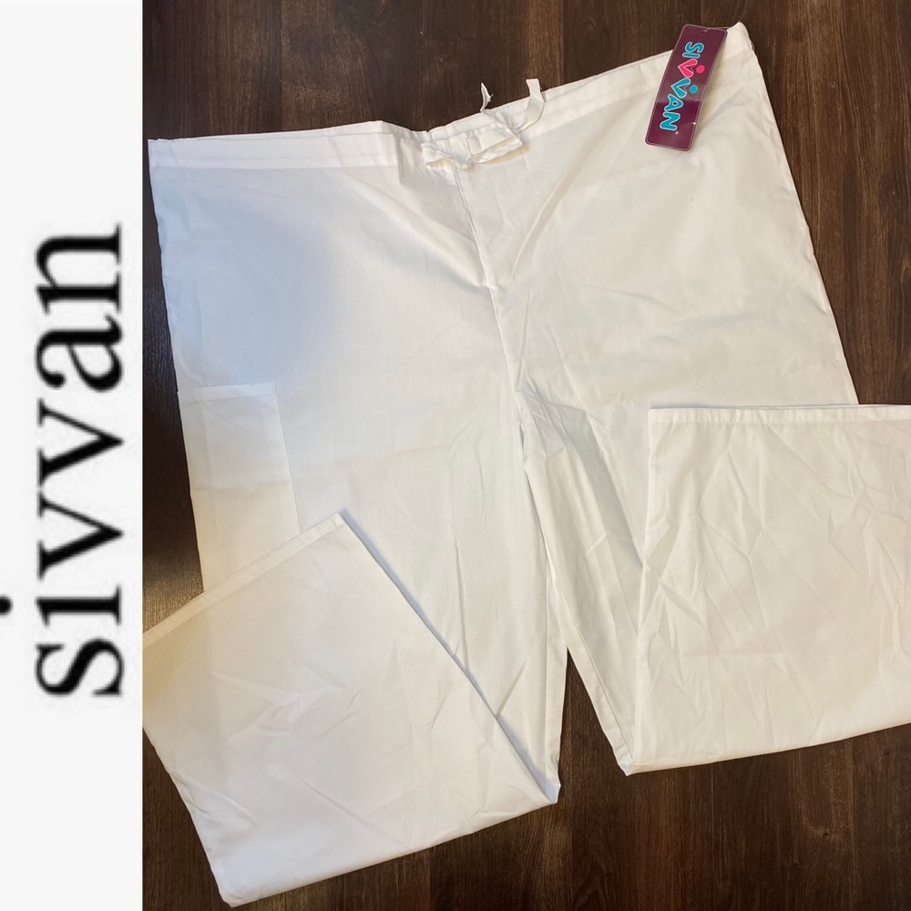 Scrub Bottoms White 3X Sivvan